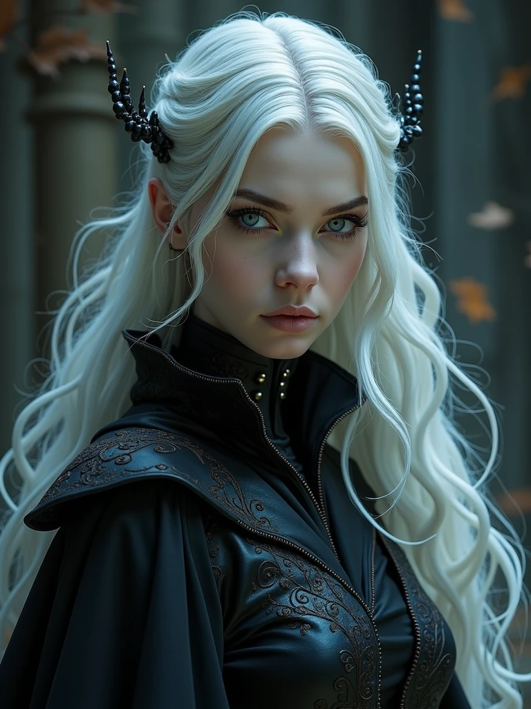dark queen flawles face,white long hair,beautiful,masterpiece