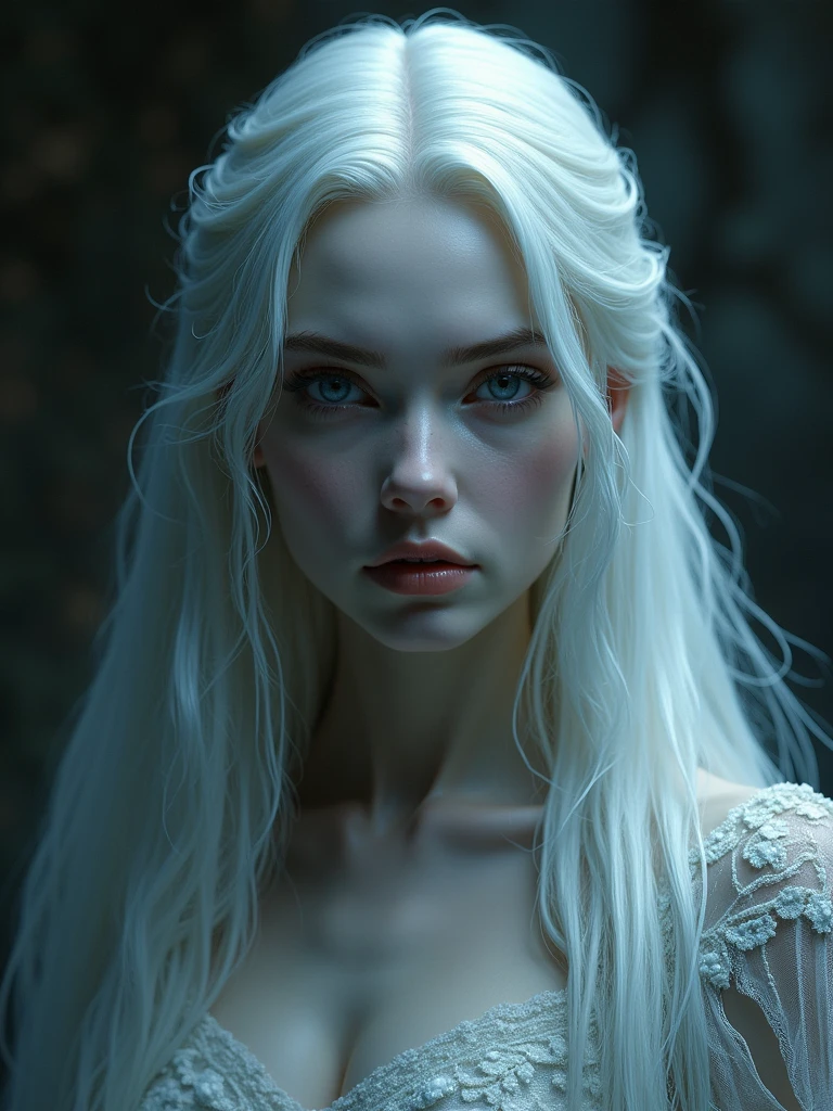 dark queen flawles face,white long hair,beautiful,masterpiece