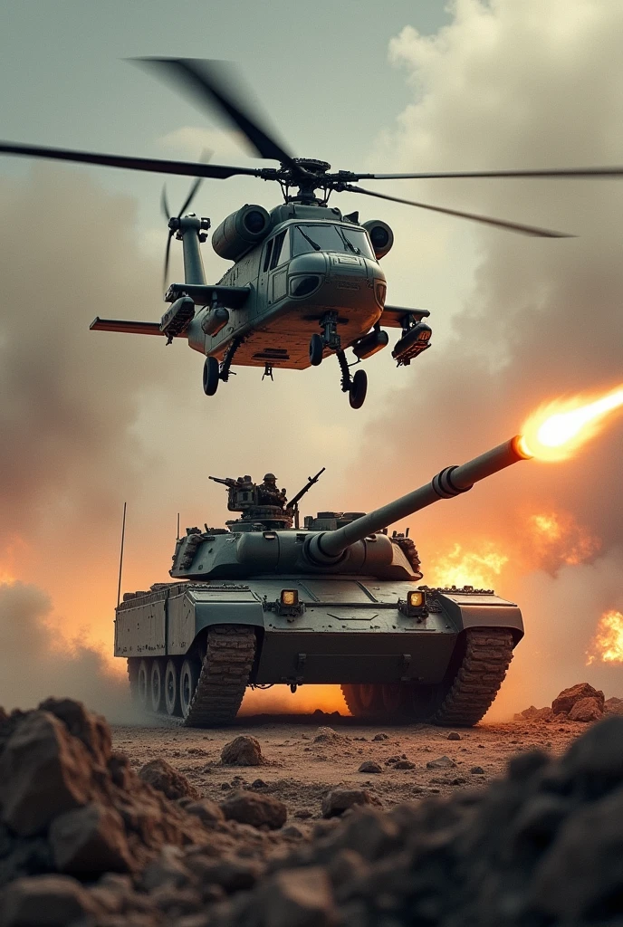 Sudenly enemy helicopter shooting a missile on the Tank!