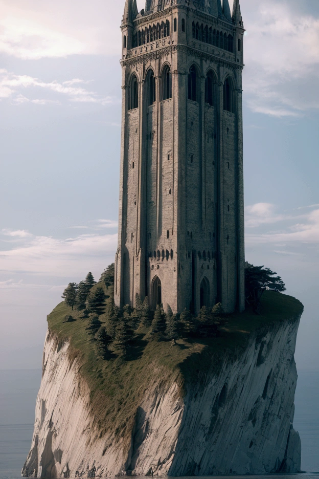 image of a tower standing on the edge of a cliff 