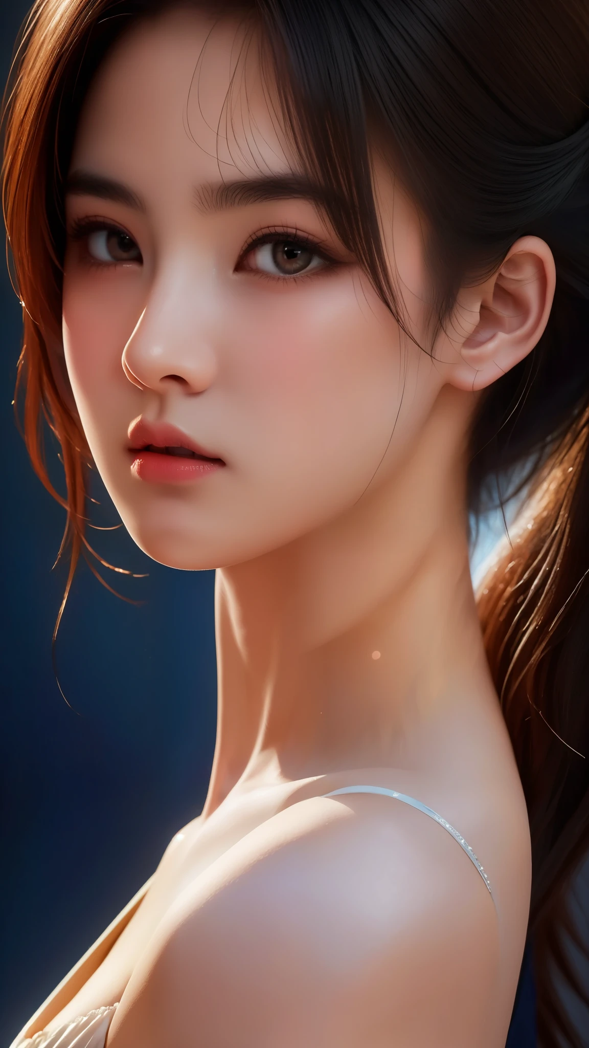 The portrait artwork of a beautiful girl with the theme of light and darkness, ultra-sharp CG at 16k resolution, a masterpiece, Excellent image quality, Very delicate), (Great light and shadow, Exquisite and beautiful), Really smooth skin, Bright face, Displaying near-perfect 18k quality, versatile, lovely.