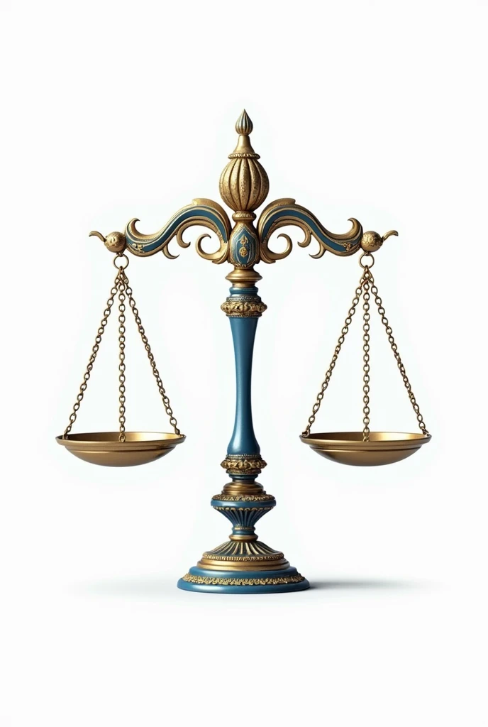 Libra, balance,beautiful blue gold apparatus, pure white background