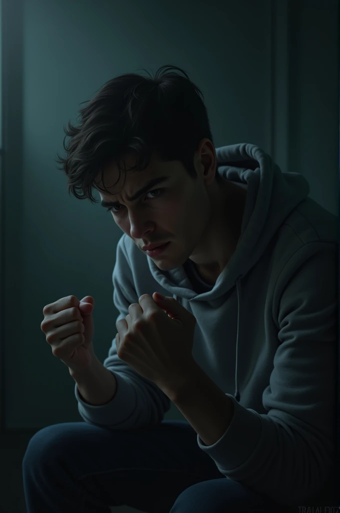 A guy who has ADHD and OCD in the dark room he is alone he is so so much upset and he is handsome
