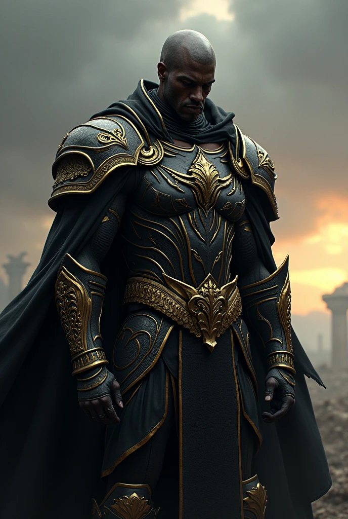 Warrior wearing black and gold