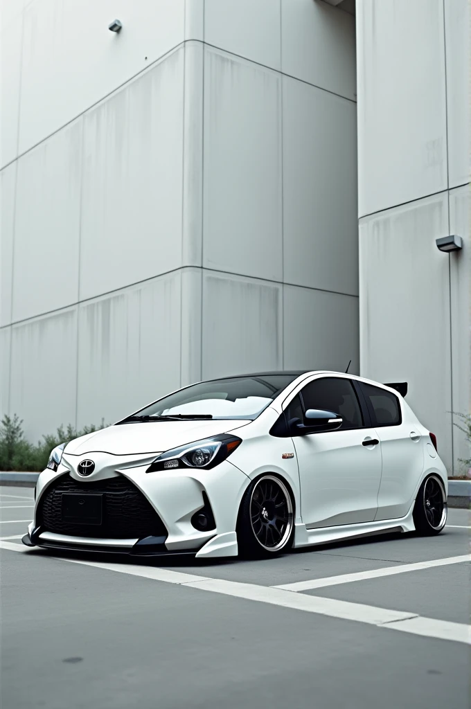 Yaris 2014 white color modified 