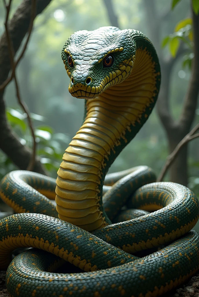 king cobra with several other snakes around it