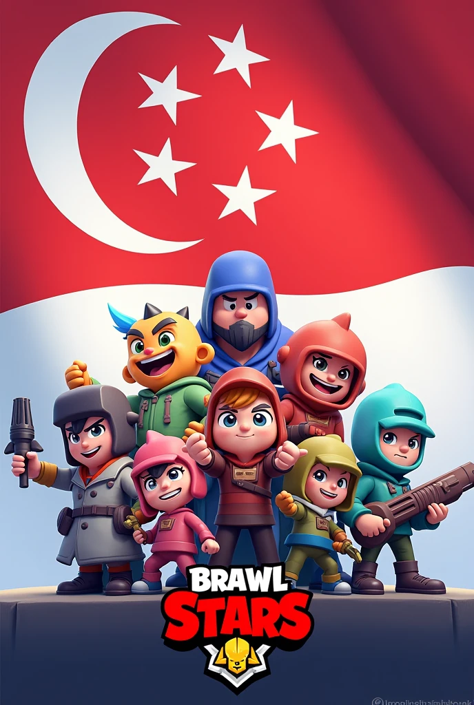 Create me a Singapore flag with brawl stars details