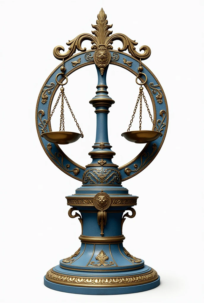 Libra, balance，large beautiful blue gold apparatus, pure white background