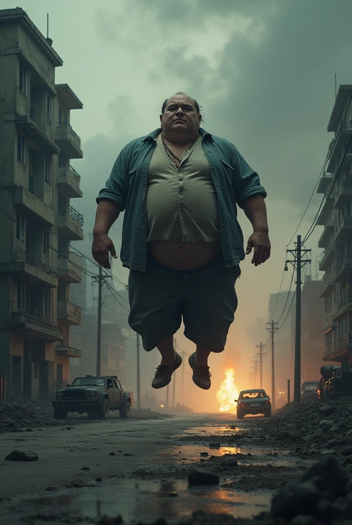 Obese man jumps and the world ends
