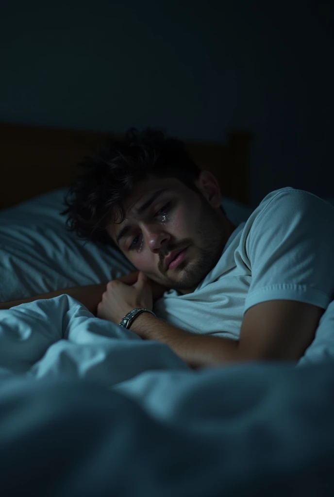A guy who has ADHD and OCD in the dark room he is alone he is so so much upset and he is handsome and he literally cries and lies on the bed and asks himself why