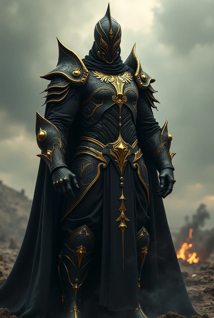 Warrior wearing black and gold