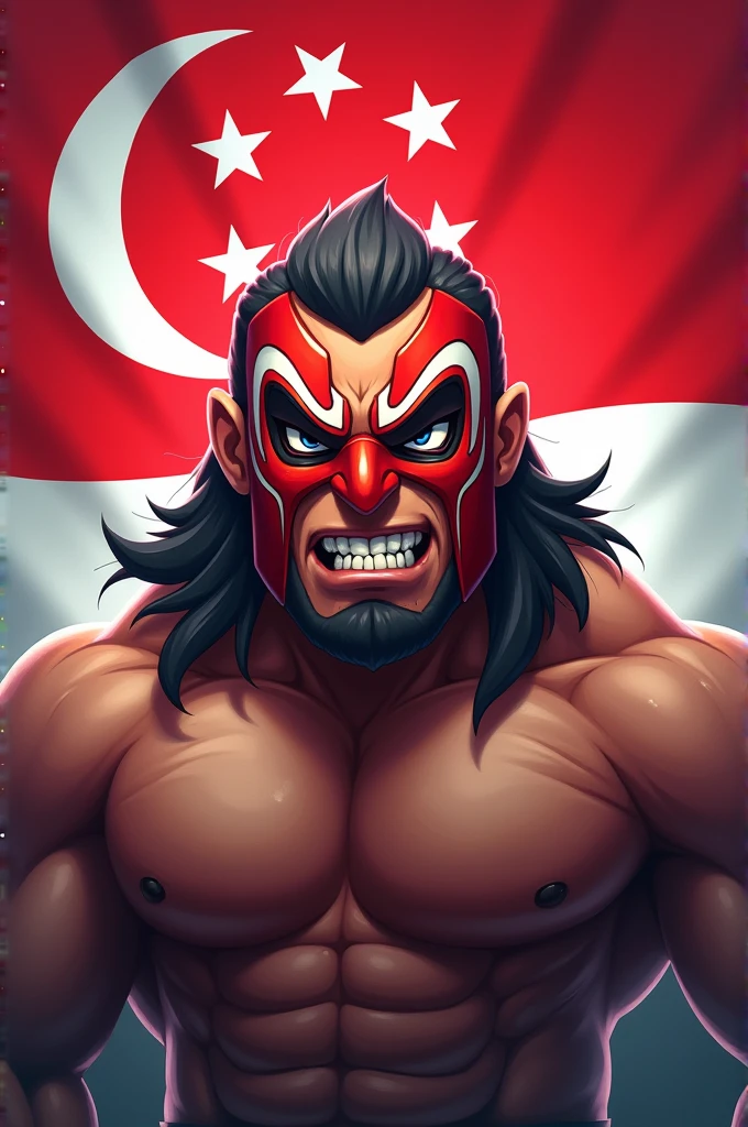 Create me a Singapore flag with El Primo head