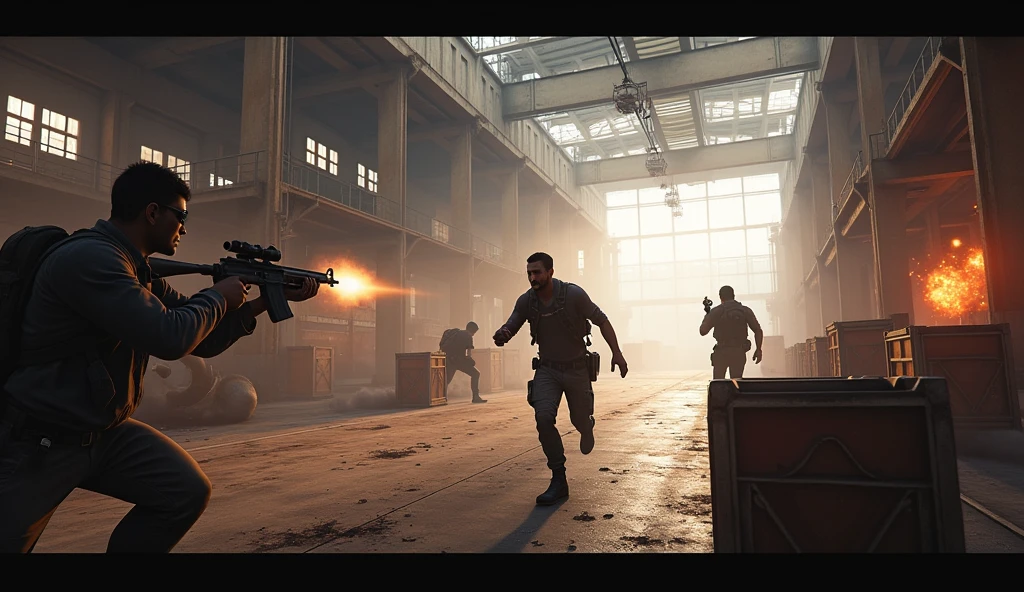 Scene 10: Location: Hangar
Inside the Hangar, Alok Free Fire engages in a high-stakes firefight. His sunglasses remain steady as he dodges bullets and takes out enemies with precision.