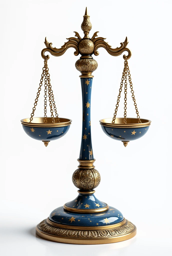 Libra, balance,beautiful blue gold wide apparatus decorated with star, pure white background