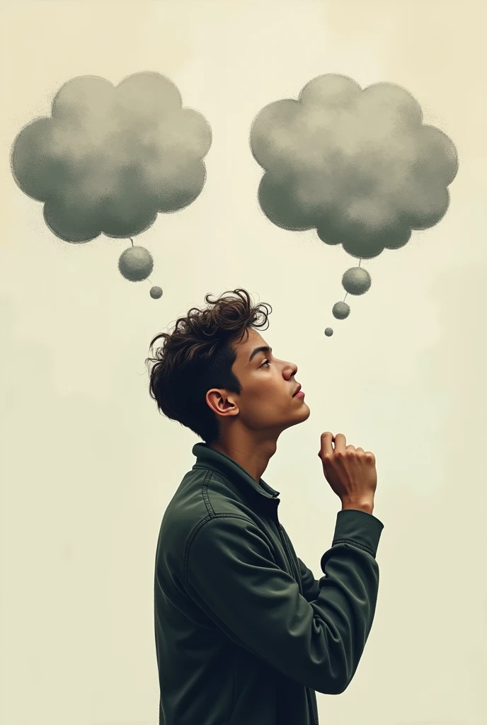 2: A thought bubble with key concepts from the book, like "freedom to choose" and "self-responsibility," above a person deep in thought.
