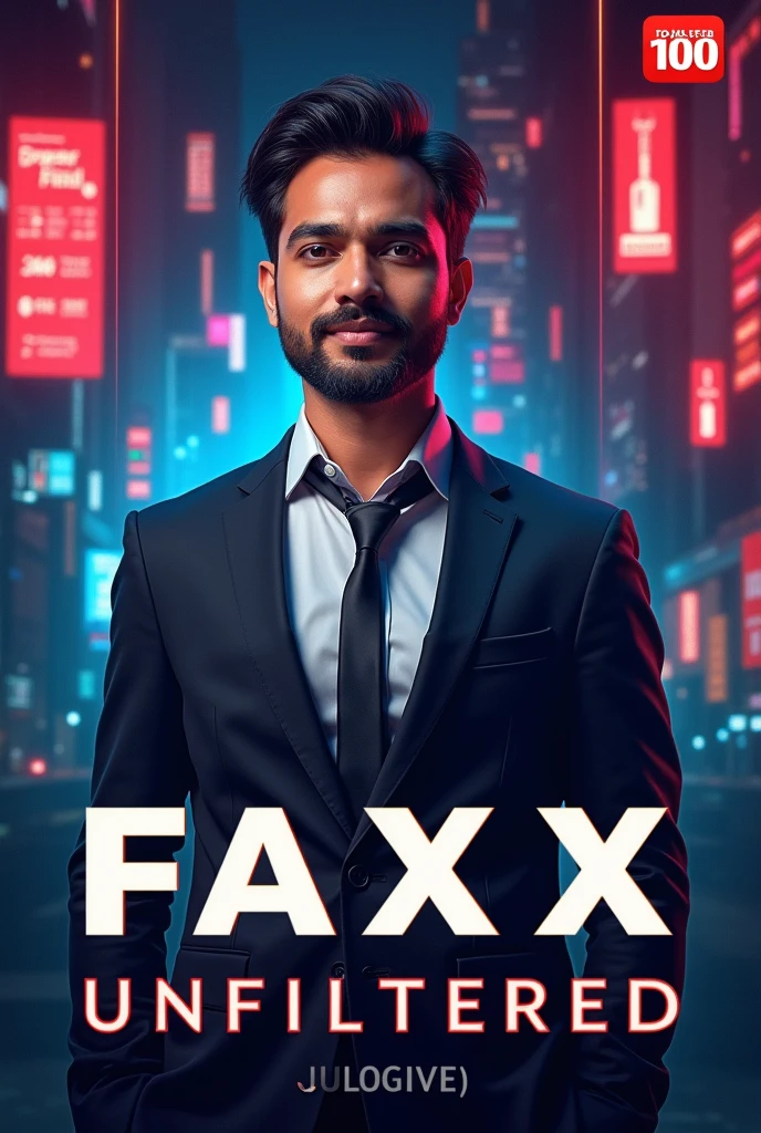 Top 100 hindi youtube channel banner which is based on facts and entertainment named as Faxx Unfiltered