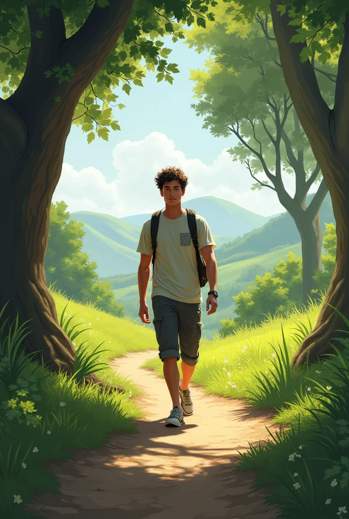 A young man walk