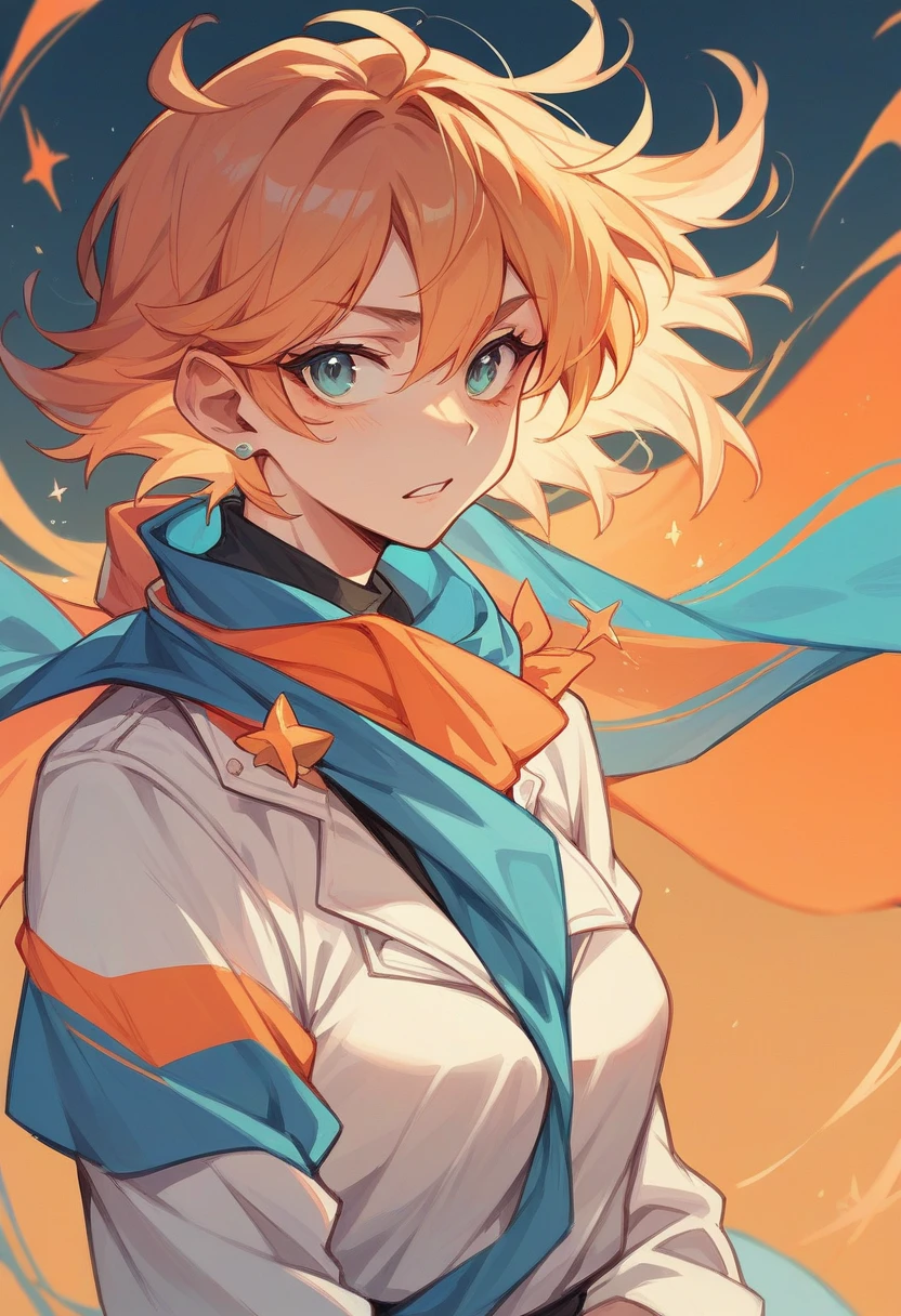 Create a 77 image with blue and orange colors