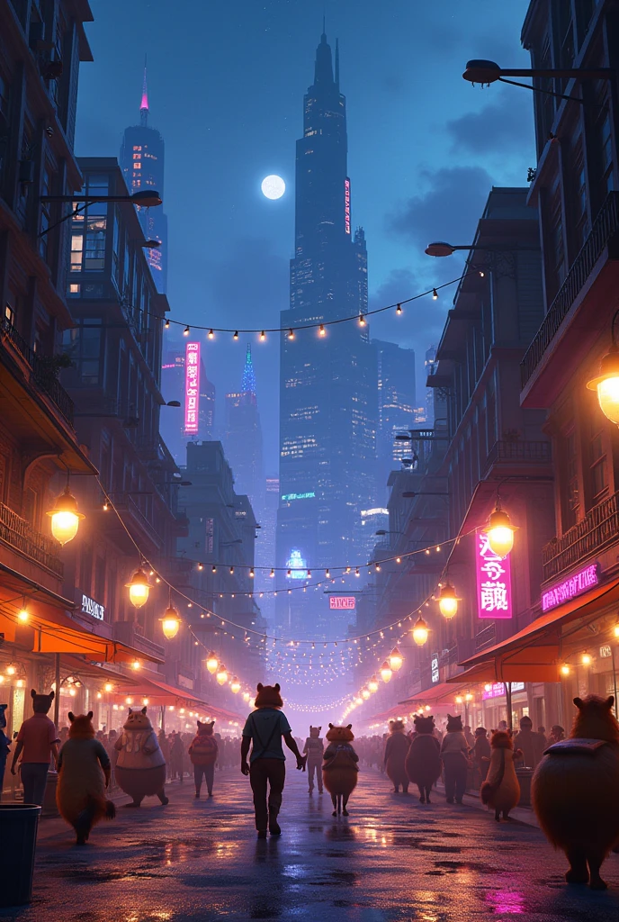Animal city that reminds Zootopia at night
