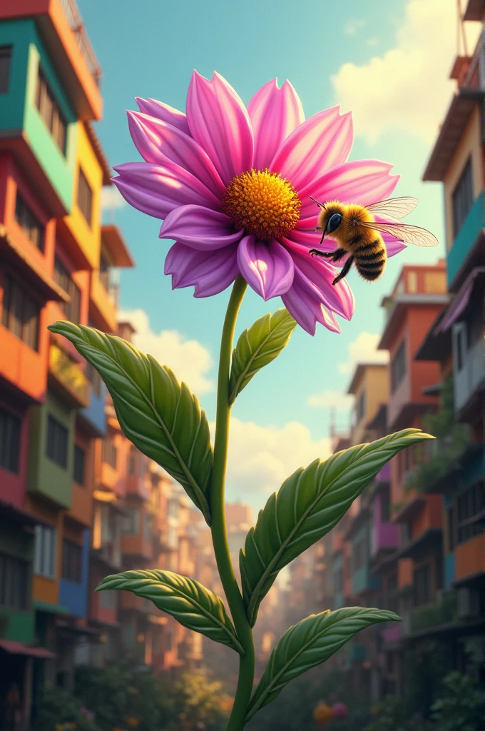 The flower is a favela pollinated by a bee