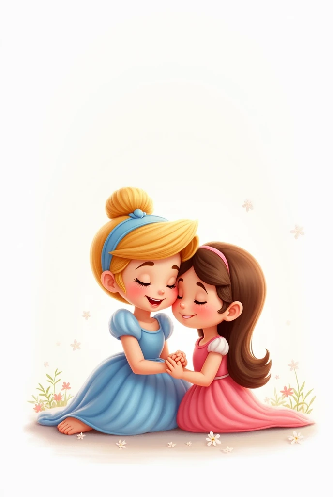 Cinderella mother and daughter cartoon sitting on white background
