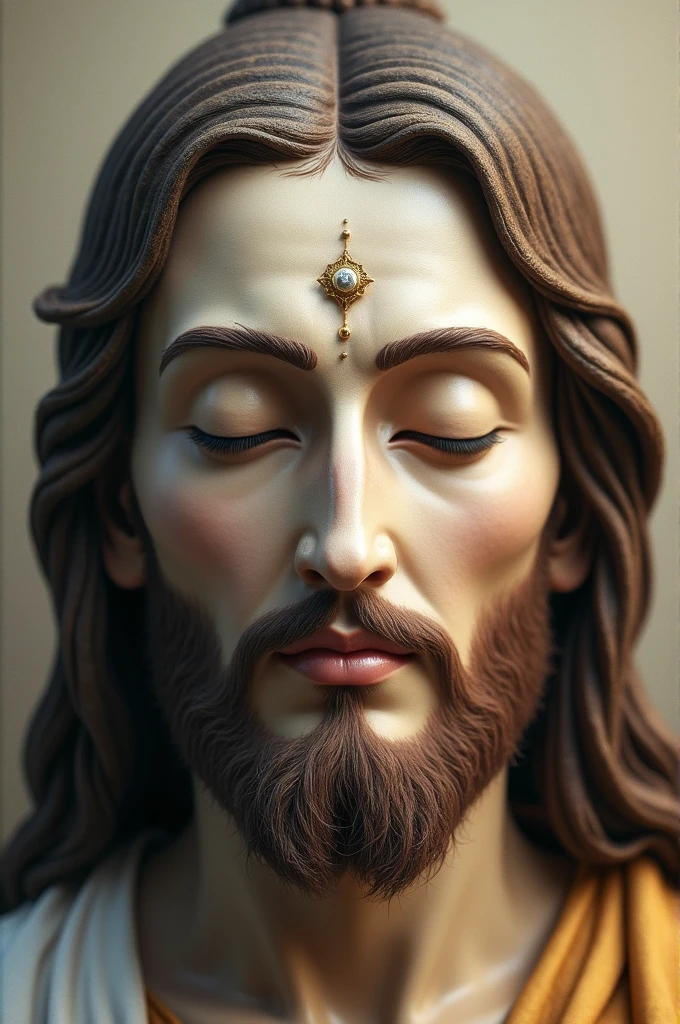 jesus and buddha half face in one photo 