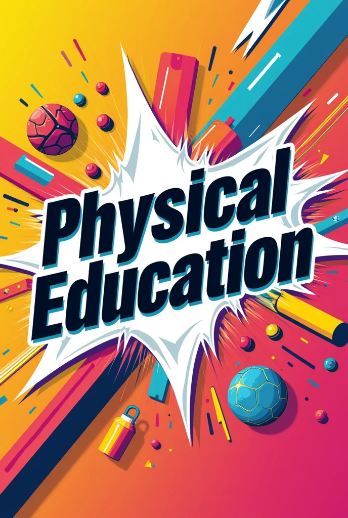A4 sheet on physical education theme. Physical Education Project is written at its center. All this in bright colour