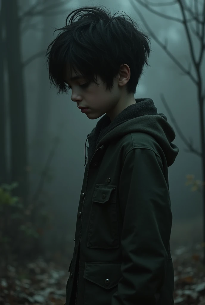 Along boy with dark