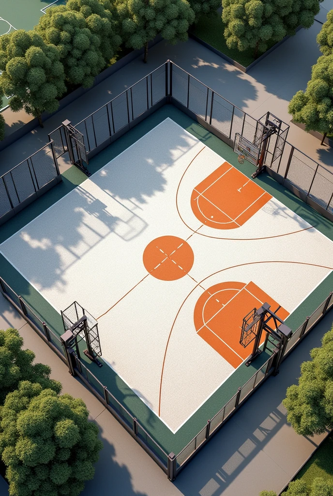 A basket ball court made of Terrazzo flooring and metal steal housing and multi task with volleyball,net ball add Terrazzo flooring/polished stone floor