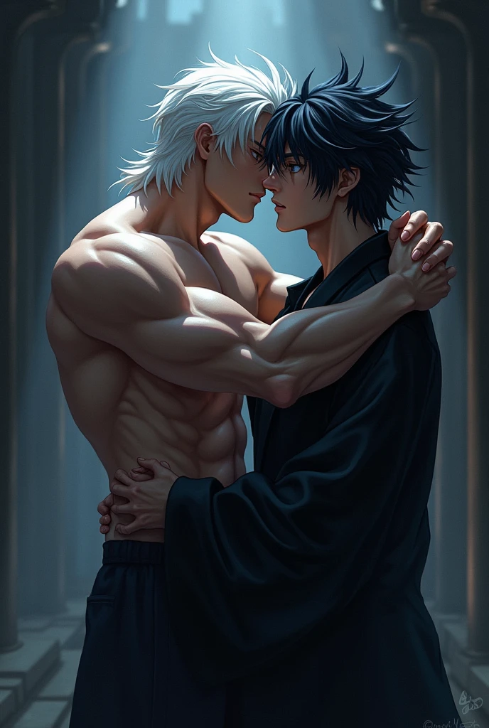 gojo saturo (white hair ) kiss GETO suguru (black hair)