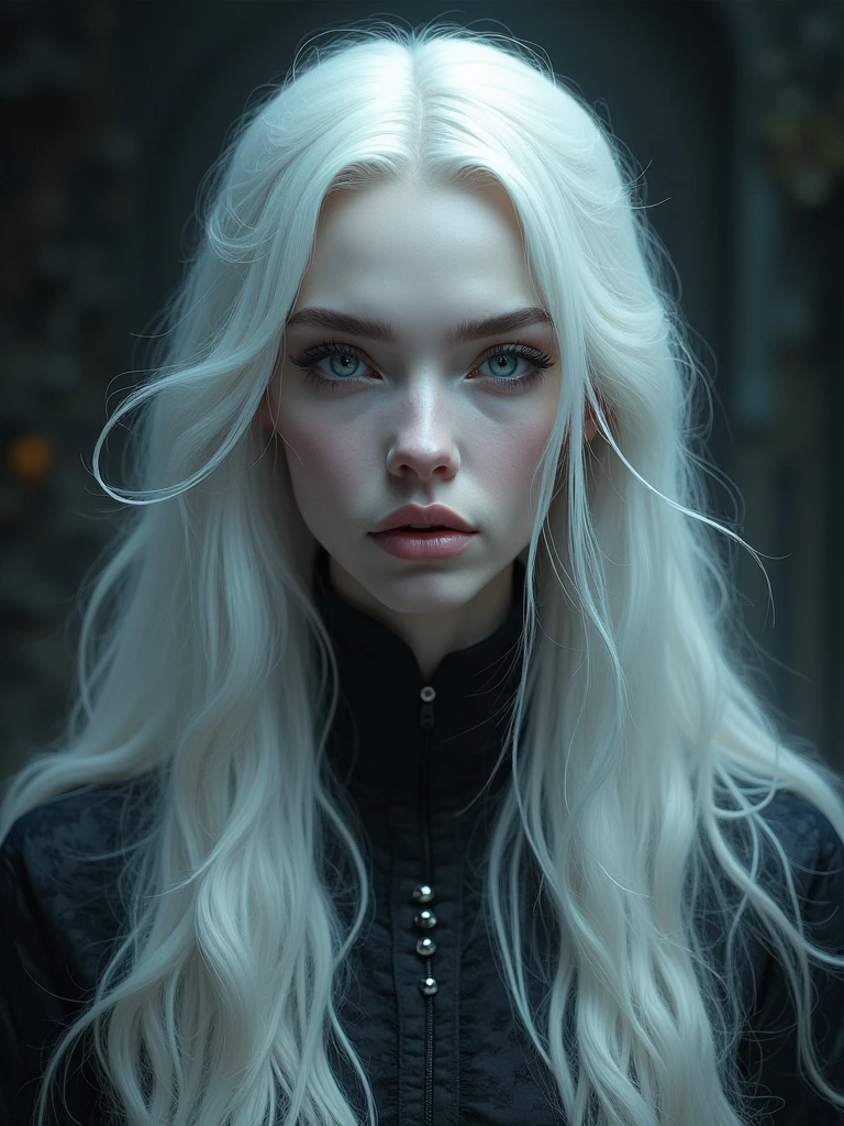 dark queen flawles face,white long hair,beautiful,masterpiece
