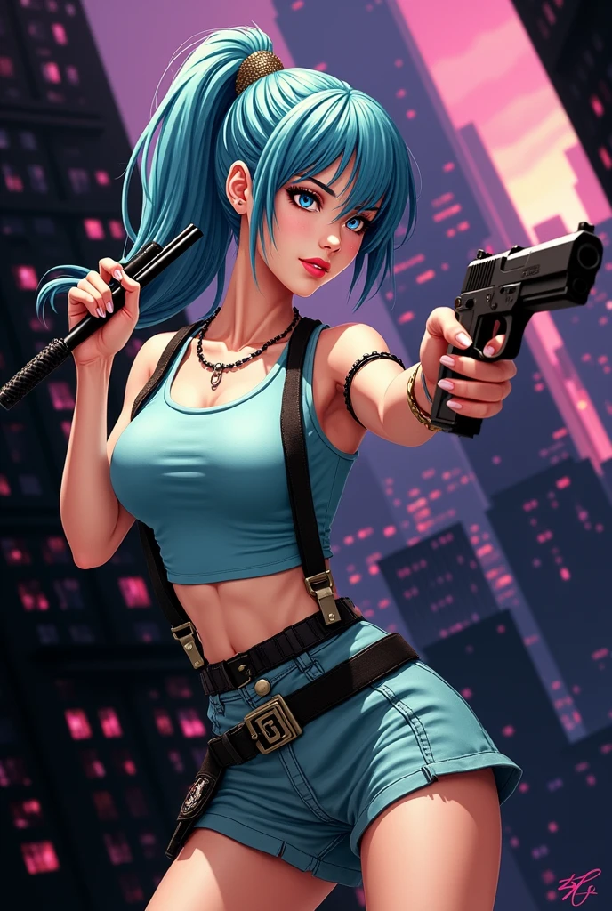 CYBERPUNK,EDGERUNNERS,blue hair,asian woman holding a gun in a city with a skyscraper in the background, trinity from the matrix, trinity the matrix, in the new matrix movie, dramatic wielding gun pose, neo from the matrix, from matrix(1999), from matrix ( 1 9 9 9 ), matrix), matrix ), agents from the matrix movie, matrix movie color grading
