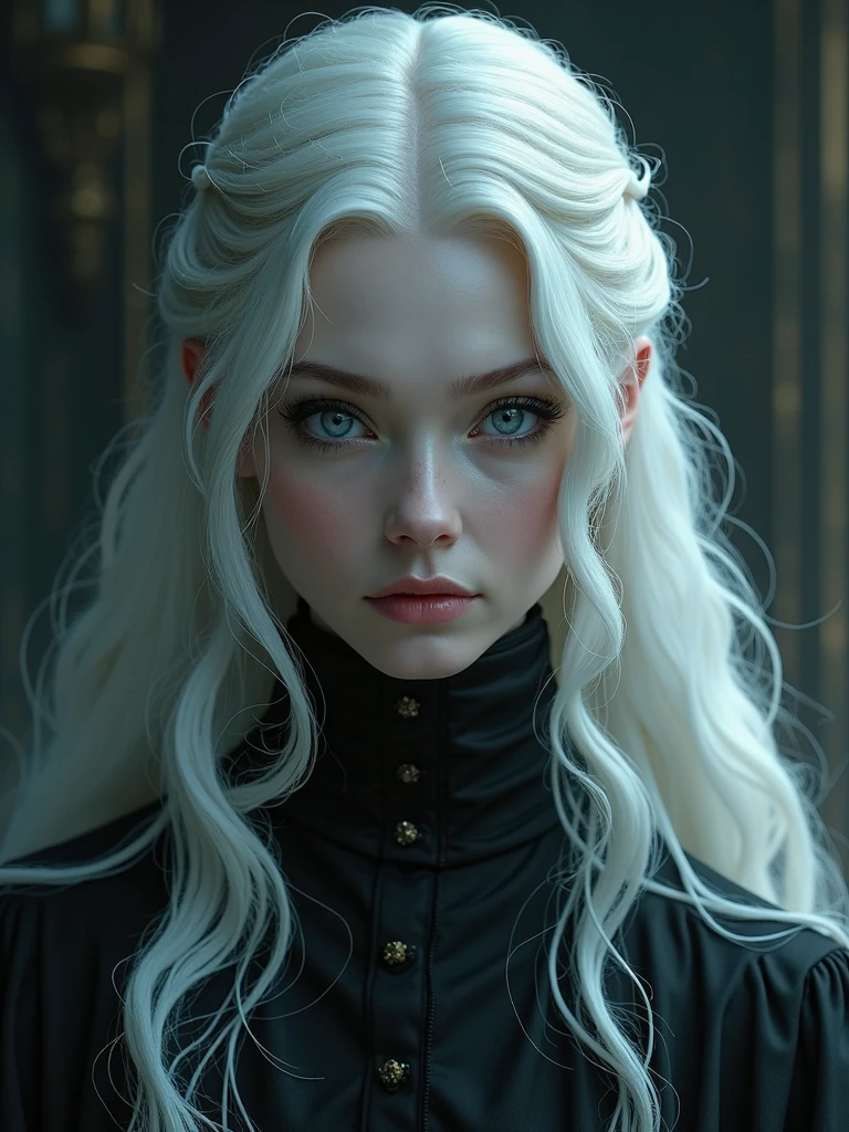 dark queen flawles face,white long hair,beautiful,masterpiece
