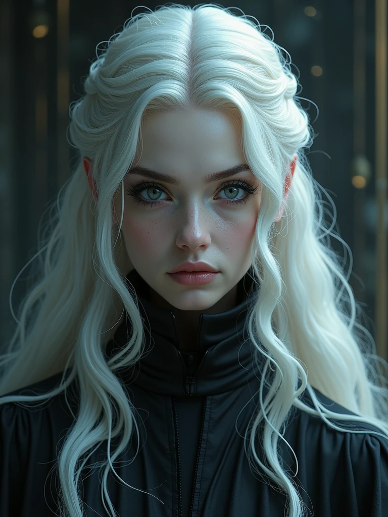 dark queen flawles face,white long hair,beautiful,masterpiece
