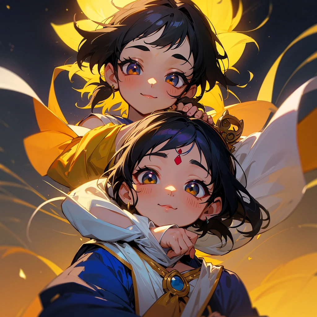 Radhe Krishna anime cute face kids 15age years night mood Star's 