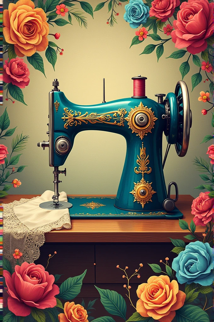 Design a poster with a sewing machine