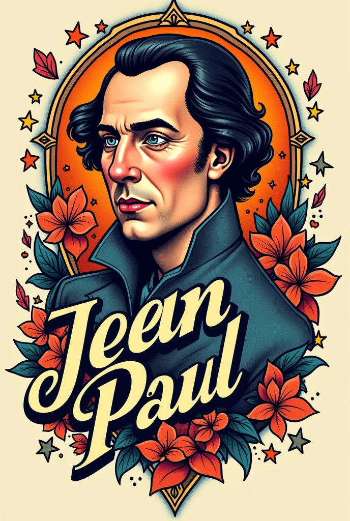 Un tatouage bien kitch avec ecrit "Jean paul 2 forever"