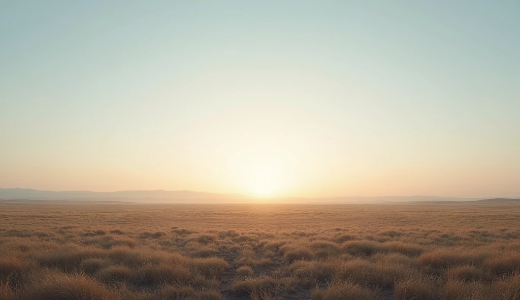 Images of a vast, deserted field, with the sky beginning to brighten with morning light