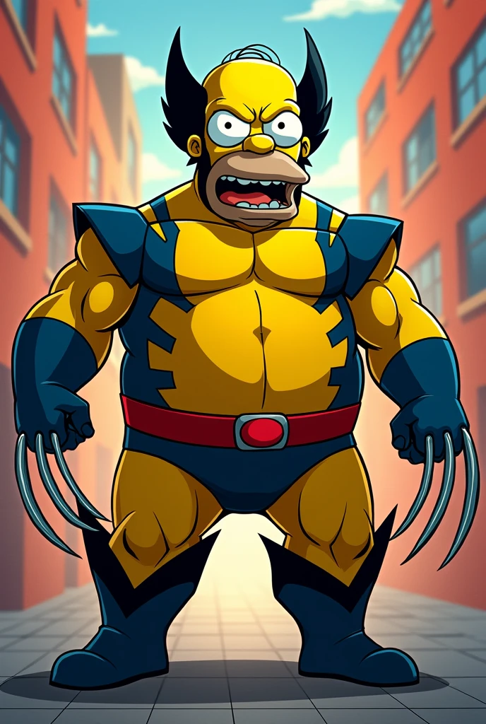 Hommer dressed as yellow Wolverine