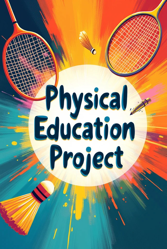 A4 sheet on Badminton theme. Physical Education Project is written at its center. All this in bright colour 