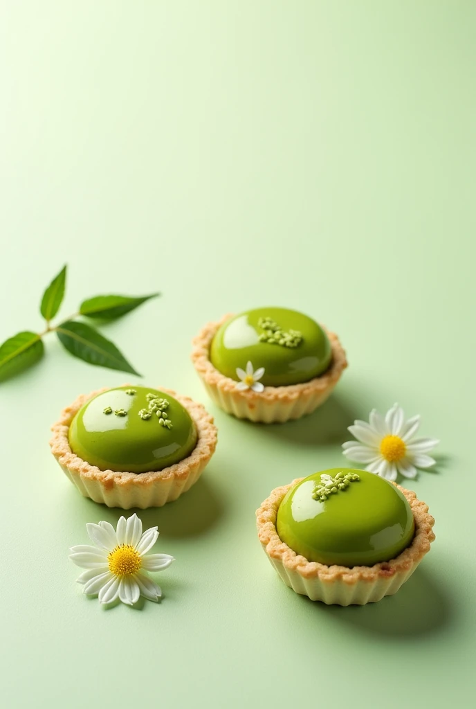 Flyer designs with 3 pastry food with matcha fillings