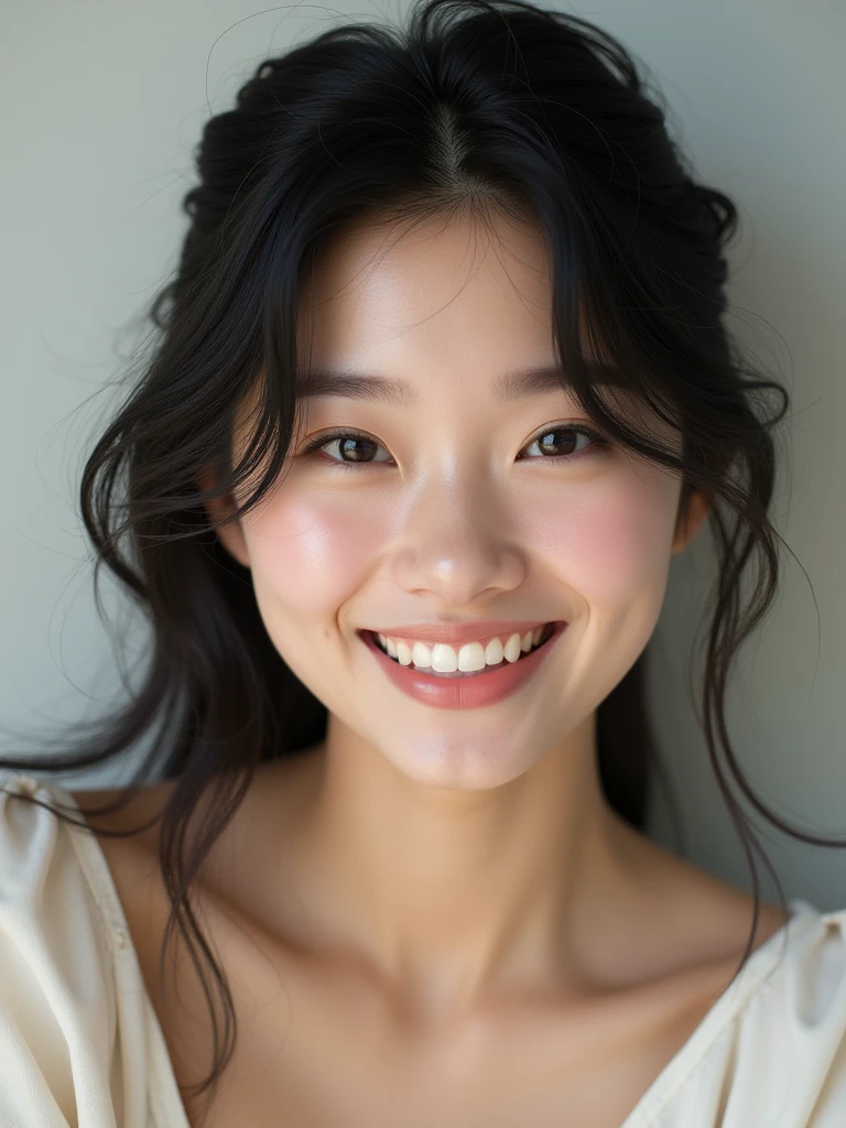 chinese girl 20 years old , with flawless face,bright smile,cute,beautiful,high quality beautiful,black hair