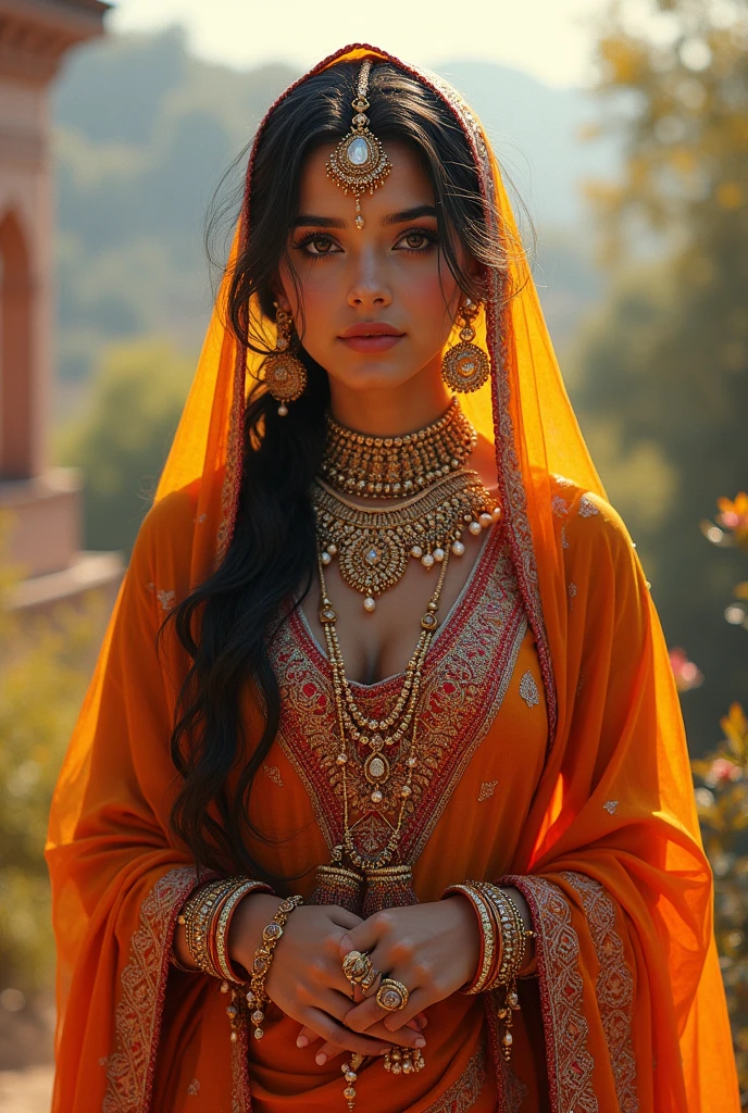 Real beautifull women in Rajasthani  dress  with jewellery 