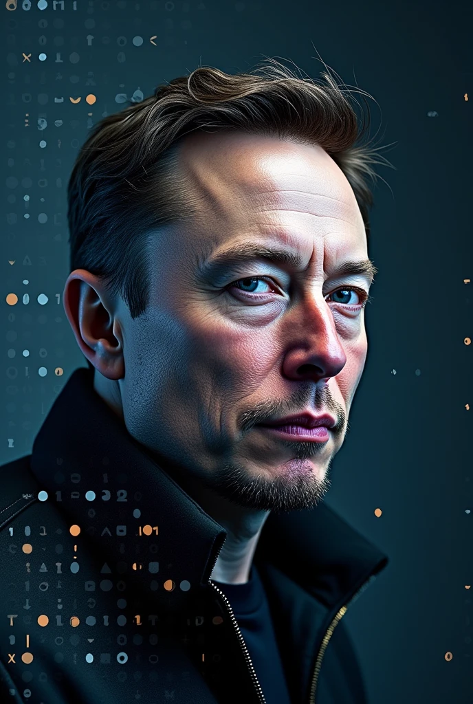 Elon Musk binary code potrait
