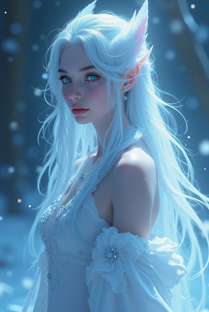 The Valkyn are a mystical race that are directly descended from Frosthiel, The Guardian of Ice and Stillness. Physically, The Valkyn have pale, translucent skin., like ice under the moonlight, that seems to shine in the shadows. Their eyes are deep blue or silver grey., and her hair varies between white and blue tones. His build is tall and slender., giving them an ethereal and elegant appearance. In its presence, the air gets colder, and are often seen surrounded by light mists of ice and snow.