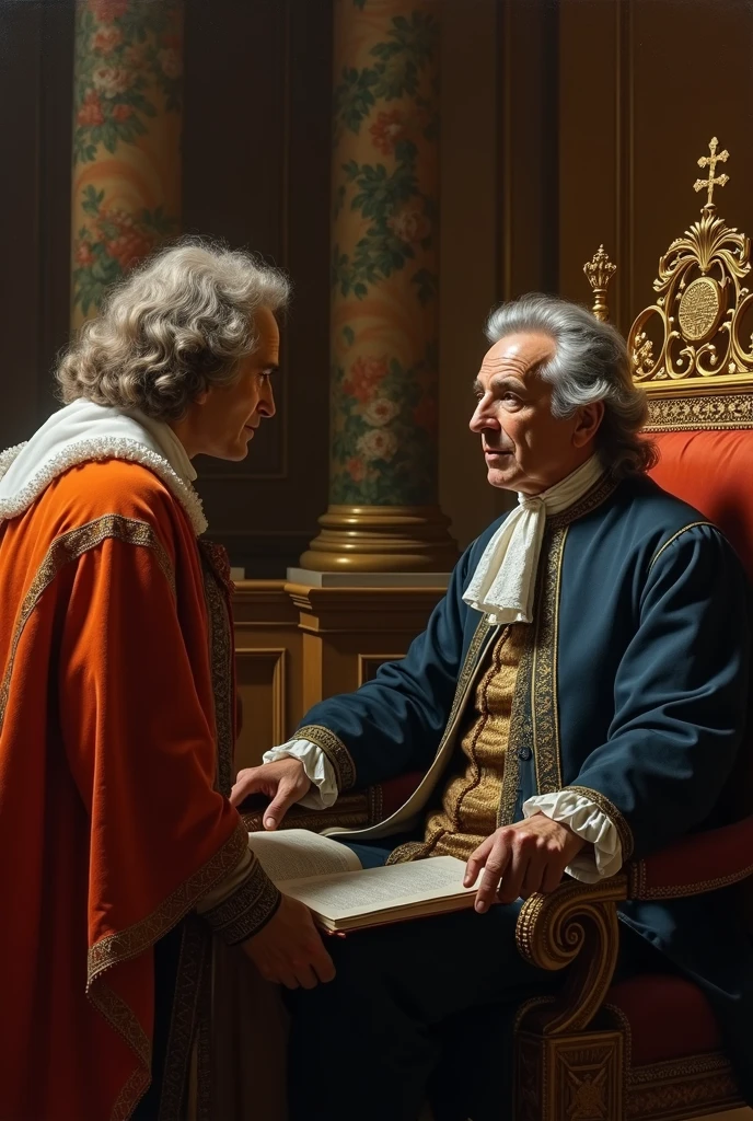 I want picture to john locke thinker with William orange king in courtroom
