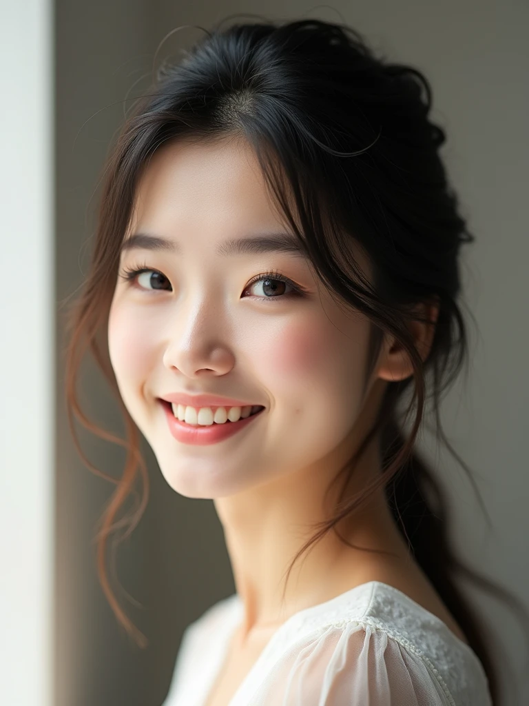 chinese girl 20 years old , with flawless face,bright smile,cute,beautiful,high quality beautiful,black hair