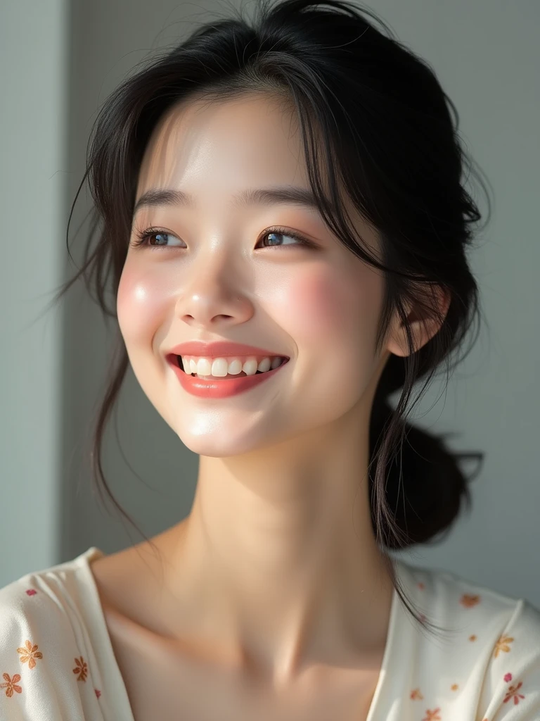 chinese girl 20 years old , with flawless face,bright smile,cute,beautiful,high quality beautiful,black hair