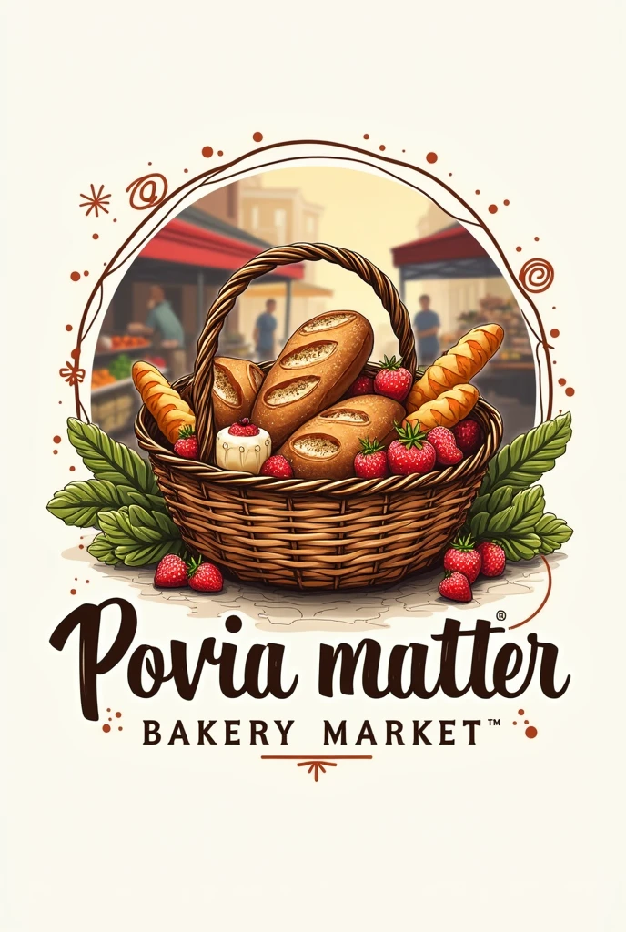 Create a logo related to market and bakery and restaurants With the name on the limit 