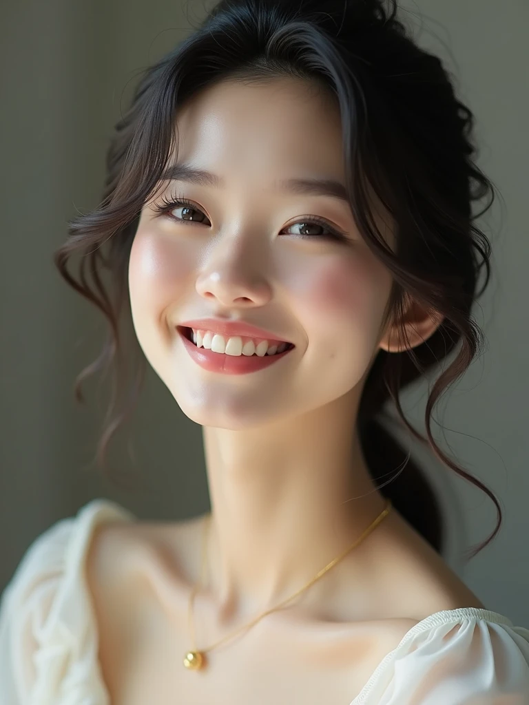 chinese girl 20 years old , with flawless face,bright smile,cute,beautiful,high quality beautiful,black hair